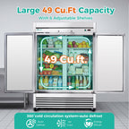 54" Commercial Refrigerator 49 Cu.Ft Stainless Steel 2 Door Reach-In Fridge