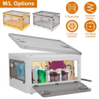 70QT/66L Foldable Storage Bins with Lid 4 Doors Collapsible Stackable Closet Organizer Containers with Lock 4Pcs Wheels