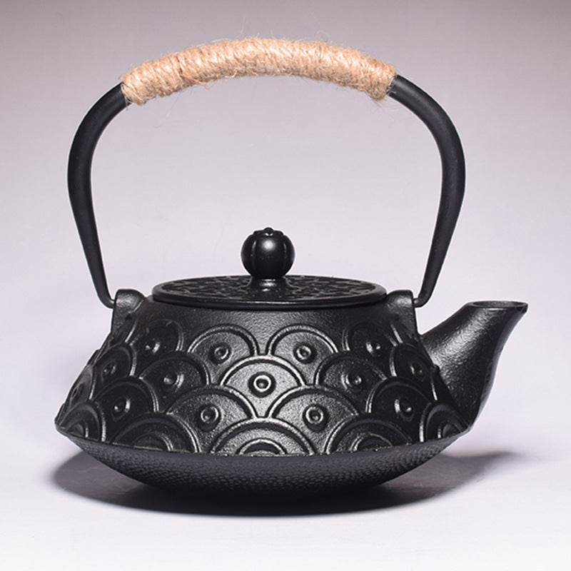 Iron pot Japanese cast iron pot peony teapot boiling teapot pig iron pot uncoated tea set manufacturers wholesale