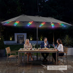Patio Umbrella 15.5ft with Solar LED Lights and Crank