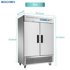 Commercial Reach in Fridge, 2 door 49Cu.ft Stainless Steel Commercial Reach in Upright refrigerator