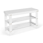 3 Tier Bamboo Bench Storage Shoe Shelf-Natural