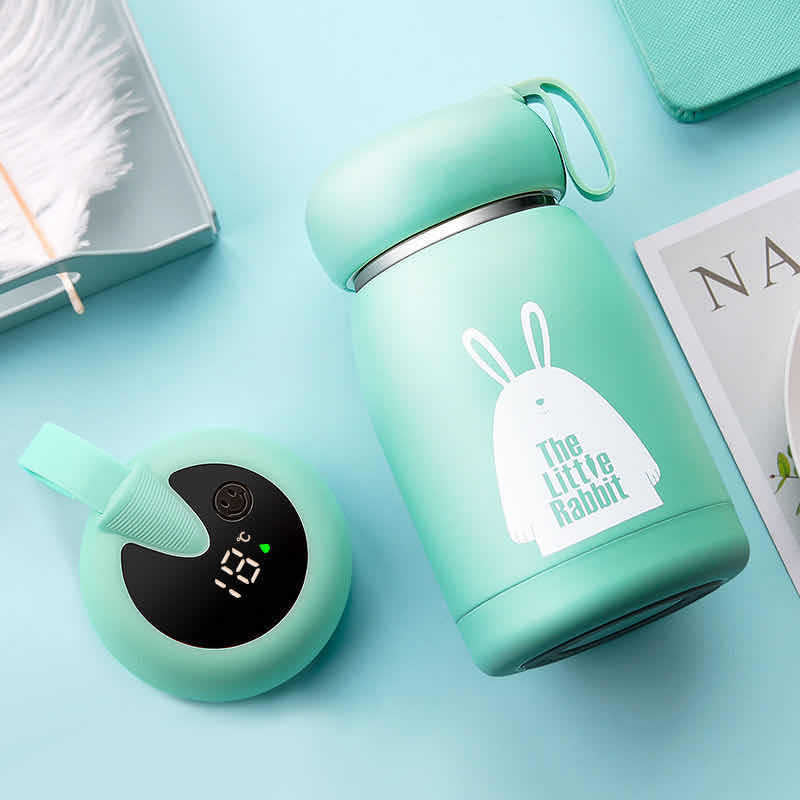 New children's smart thermos cup temperature display cup cute cartoon water cup 304 stainless steel cup big belly cup