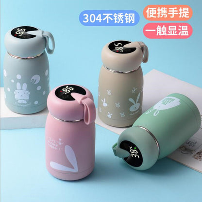 New children's smart thermos cup temperature display cup cute cartoon water cup 304 stainless steel cup big belly cup