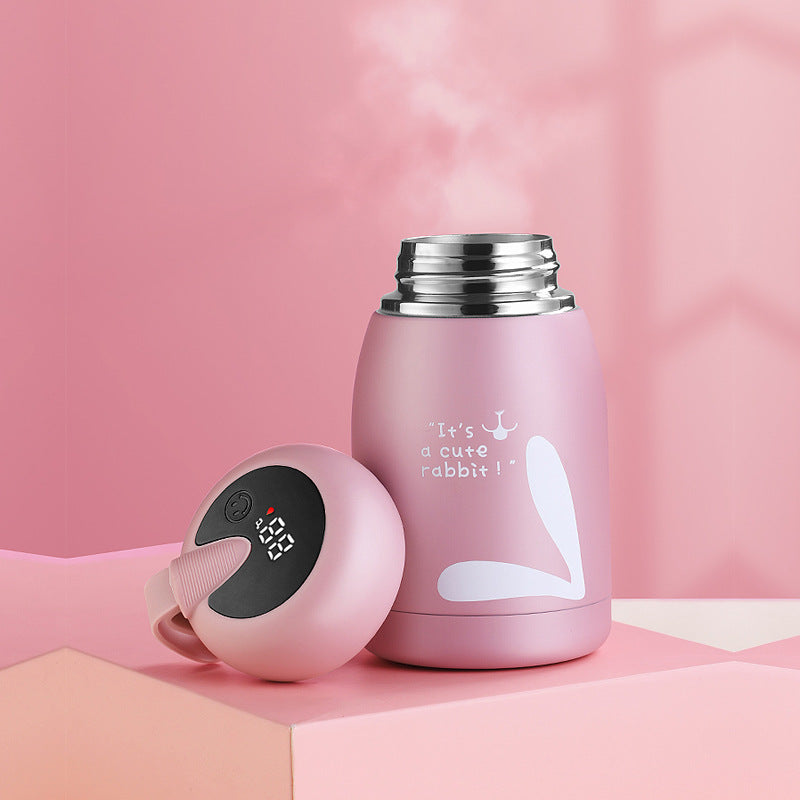 New children's smart thermos cup temperature display cup cute cartoon water cup 304 stainless steel cup big belly cup