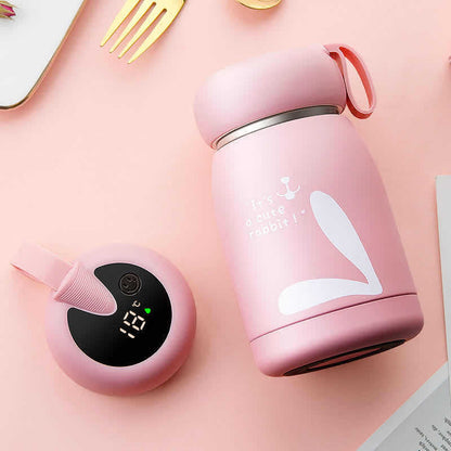 New children's smart thermos cup temperature display cup cute cartoon water cup 304 stainless steel cup big belly cup