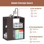 2-Tier Side End Table with Storage Shelves