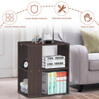 2-Tier Side End Table with Storage Shelves