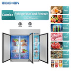 Commercial Reach In Fridge and Freezer Combo, EQCHEN 72" 3 Door Commercial Refrigerator and Freezer Combination