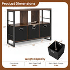 6-Cube Industrial Bookshelf with Storage Bins & Metal Frame