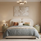 Extra Thick Upholstered Platform Bed Frame with Luxury Split Headboard