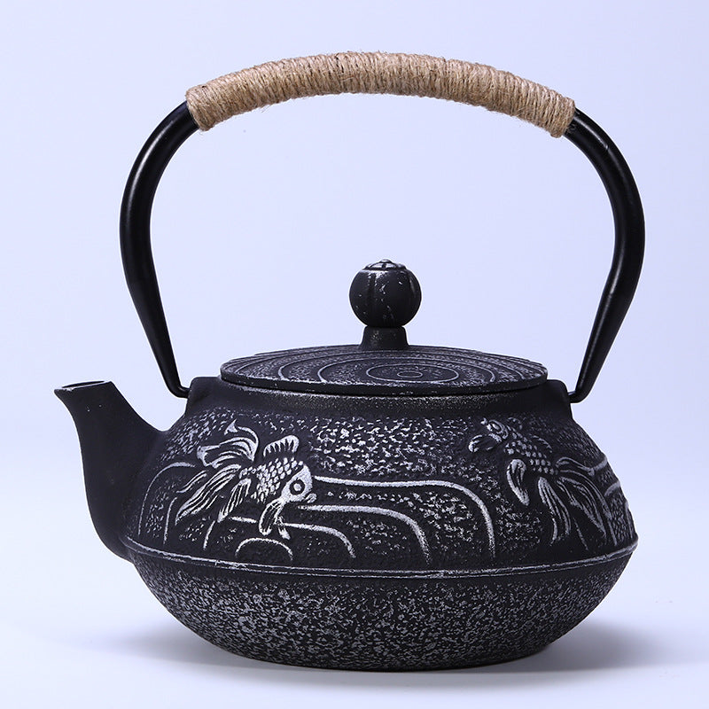Iron pot Japanese cast iron pot peony teapot boiling teapot pig iron pot uncoated tea set manufacturers wholesale