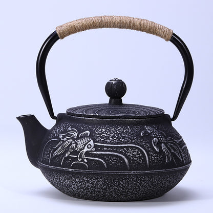 Iron pot Japanese cast iron pot peony teapot boiling teapot pig iron pot uncoated tea set manufacturers wholesale