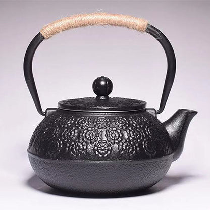 Iron pot Japanese cast iron pot peony teapot boiling teapot pig iron pot uncoated tea set manufacturers wholesale