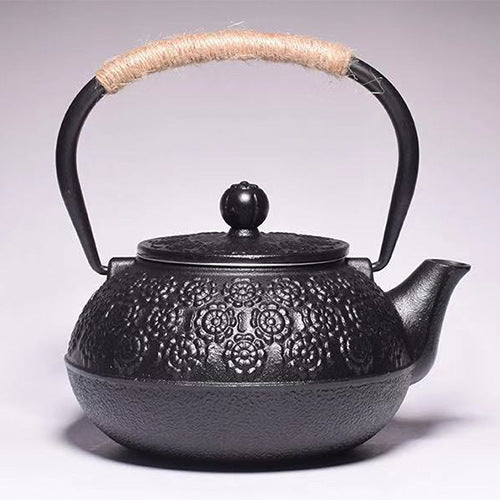 Iron pot Japanese cast iron pot peony teapot boiling teapot pig iron pot uncoated tea set manufacturers wholesale
