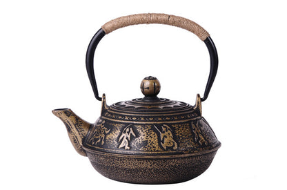 Iron pot Japanese cast iron pot peony teapot boiling teapot pig iron pot uncoated tea set manufacturers wholesale