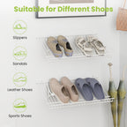 Closet Shelves Wall Mounted Set of 2 Metal Wire Shoe Racks