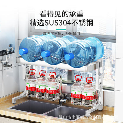 Telescopic 304 stainless steel kitchen sink rack put dish rack dish drain rack sink dish storage rack
