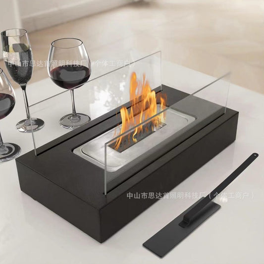 Cross-border rectangular alcohol fireplace bar outdoor portable real fire fireplace lamp heater home decoration atmosphere lamp
