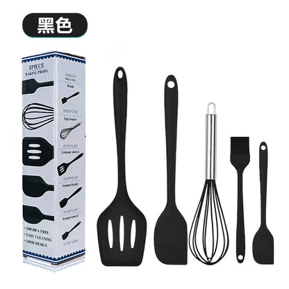Spot wholesale high temperature resistant silicone baking 5-piece set scraper oil brush egg beater food grade baking tool set