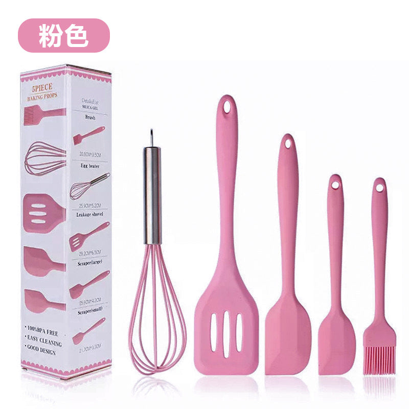 Spot wholesale high temperature resistant silicone baking 5-piece set scraper oil brush egg beater food grade baking tool set