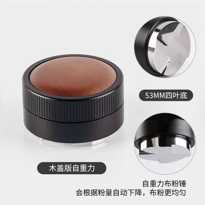 Walnut wood coffee tamper, powder dispenser, solid wood base for storing espresso machine accessories set, 58mm.