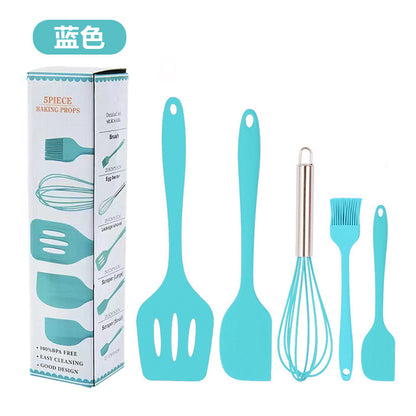 Spot wholesale high temperature resistant silicone baking 5-piece set scraper oil brush egg beater food grade baking tool set