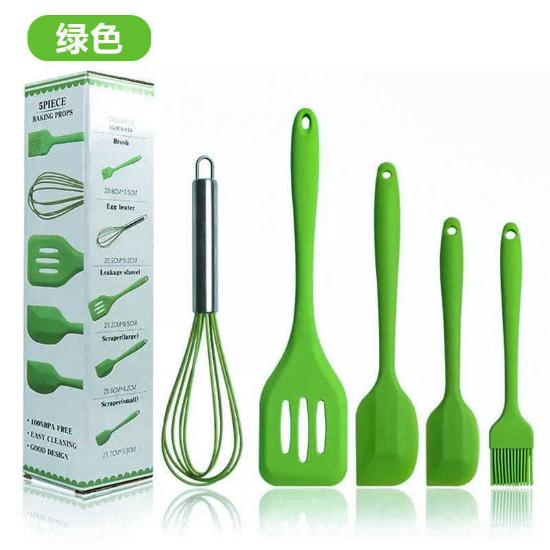 Spot wholesale high temperature resistant silicone baking 5-piece set scraper oil brush egg beater food grade baking tool set