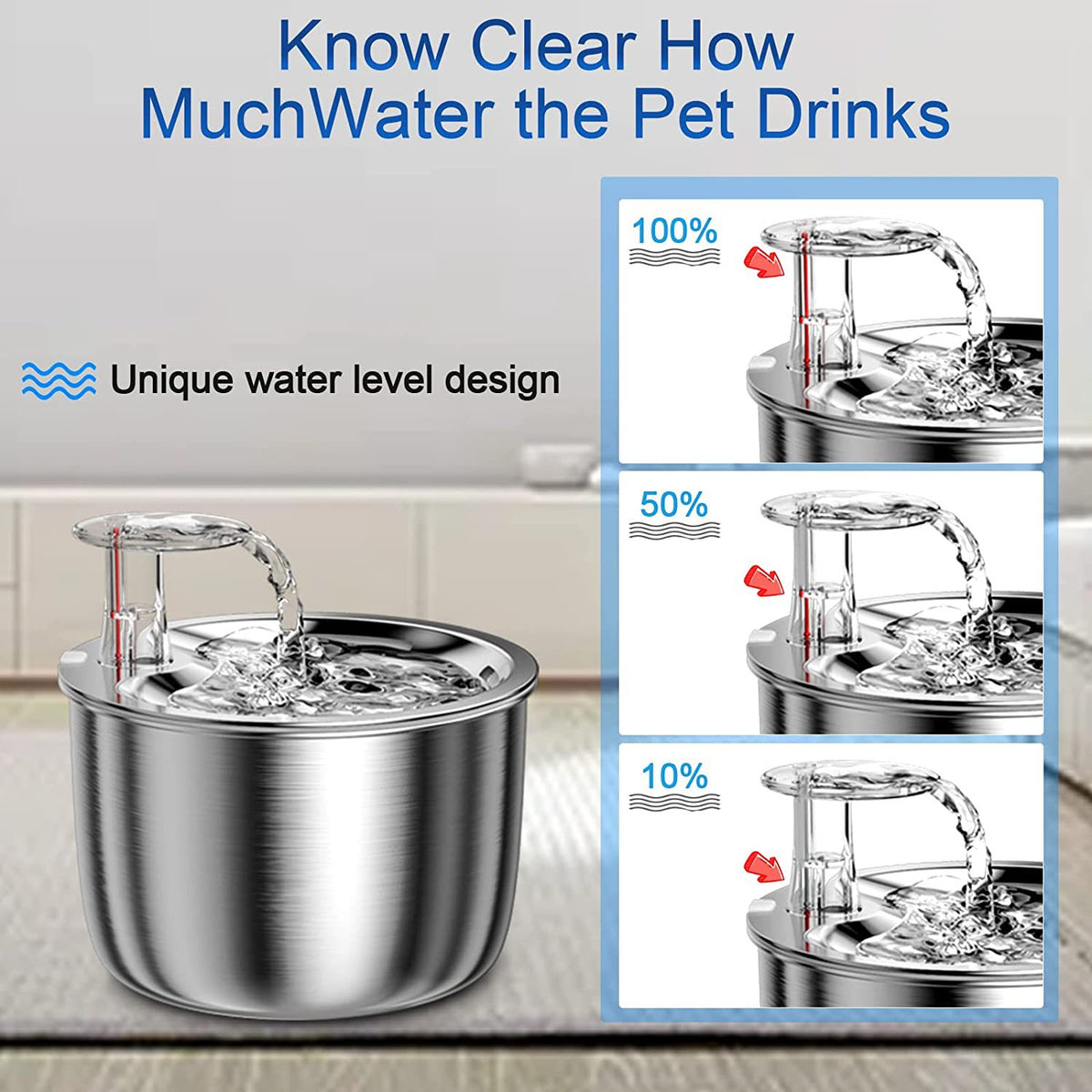 Pet Water Dispenser Stainless Steel 304 Automatic Fountain Smart Cat Water Fountain Dog Water Feed Pet Supplies
