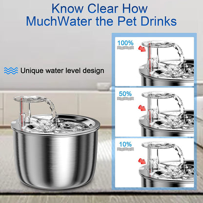 Pet Water Dispenser Stainless Steel 304 Automatic Fountain Smart Cat Water Fountain Dog Water Feed Pet Supplies
