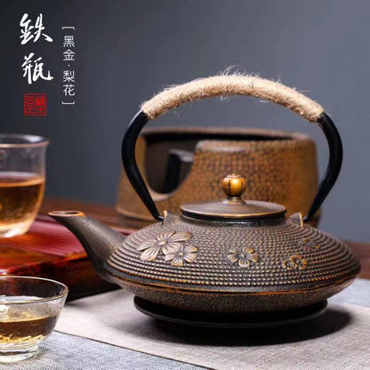 Iron pot Japanese cast iron pot peony teapot boiling teapot pig iron pot uncoated tea set manufacturers wholesale