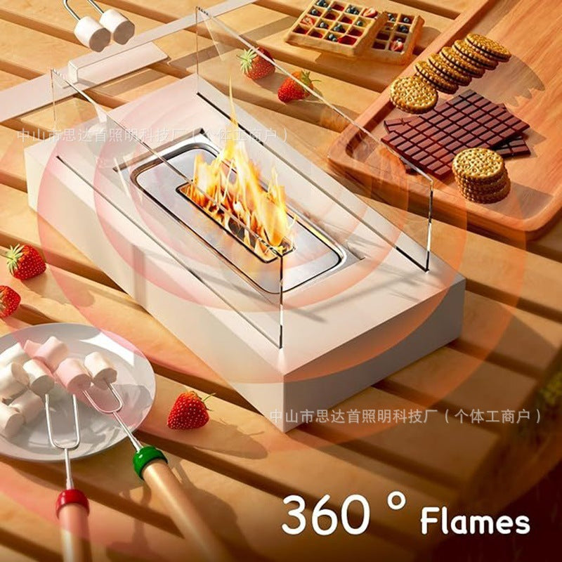 Cross-border rectangular alcohol fireplace bar outdoor portable real fire fireplace lamp heater home decoration atmosphere lamp