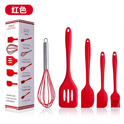 Spot wholesale high temperature resistant silicone baking 5-piece set scraper oil brush egg beater food grade baking tool set