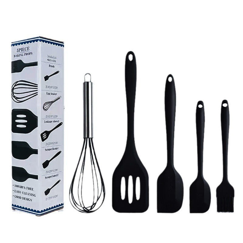 Spot wholesale high temperature resistant silicone baking 5-piece set scraper oil brush egg beater food grade baking tool set