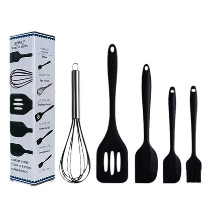Spot wholesale high temperature resistant silicone baking 5-piece set scraper oil brush egg beater food grade baking tool set