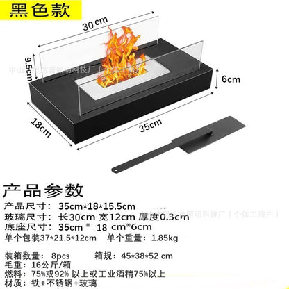 Cross-border rectangular alcohol fireplace bar outdoor portable real fire fireplace lamp heater home decoration atmosphere lamp