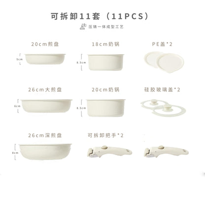 Cross-border detachable handle pot frying pan household non-stick frying pan pot set gas stove universal cooking pot
