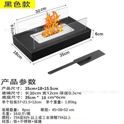 Cross-border rectangular alcohol fireplace bar outdoor portable real fire fireplace lamp heater home decoration atmosphere lamp