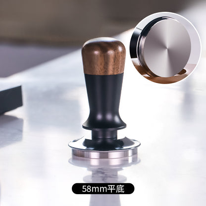 Walnut wood coffee tamper, powder dispenser, solid wood base for storing espresso machine accessories set, 58mm.