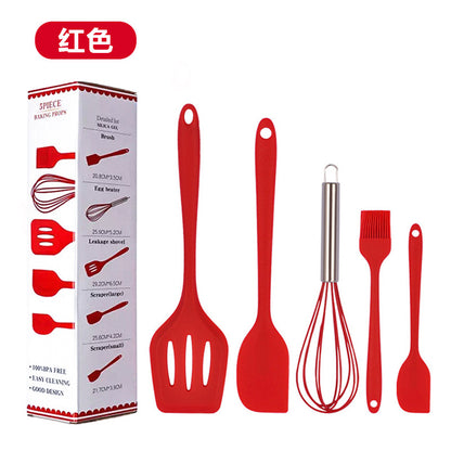 Spot wholesale high temperature resistant silicone baking 5-piece set scraper oil brush egg beater food grade baking tool set