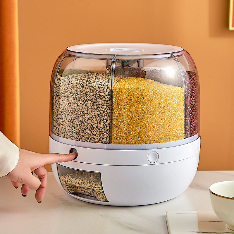 Japanese-style six-compartment rotating grain tank 20 catties large-capacity grains rice bucket insect-proof and moisture-proof rice box wholesale