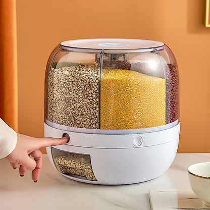 Japanese-style six-compartment rotating grain tank 20 catties large-capacity grains rice bucket insect-proof and moisture-proof rice box wholesale
