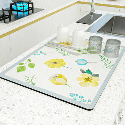 PU leather kitchen countertop drain mat bar coffee mat dining table heat insulation pad bowl plate pot mat absorbent bathroom floor mat