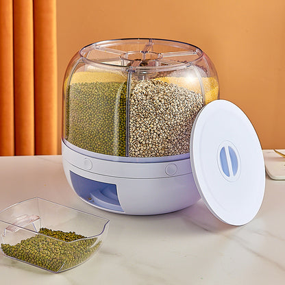 Japanese-style six-compartment rotating grain tank 20 catties large-capacity grains rice bucket insect-proof and moisture-proof rice box wholesale
