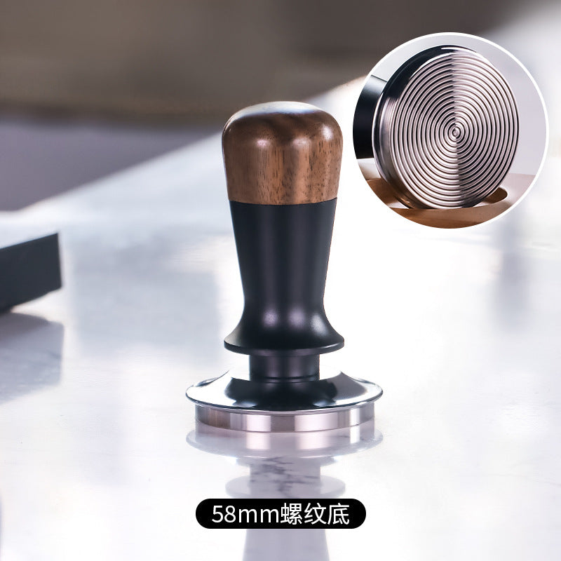 Walnut wood coffee tamper, powder dispenser, solid wood base for storing espresso machine accessories set, 58mm.