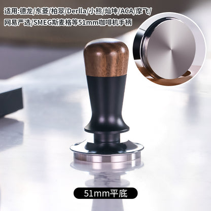 Walnut wood coffee tamper, powder dispenser, solid wood base for storing espresso machine accessories set, 58mm.