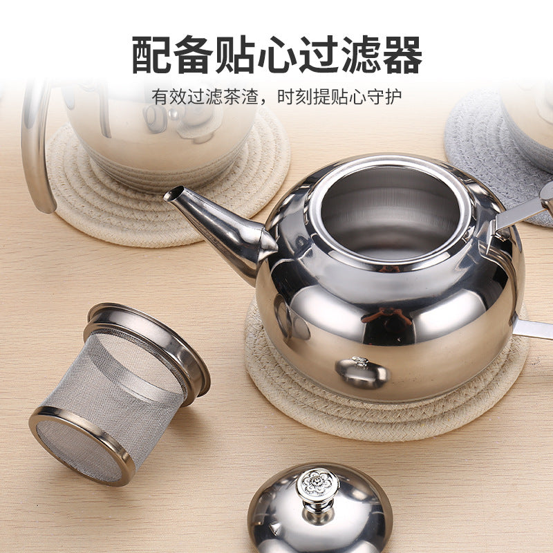 Stainless steel teapot, commercial kettle, catering teapot with filter, restaurant and hotel teapot.