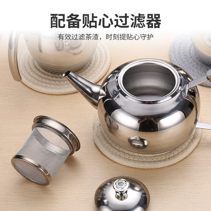 Stainless steel teapot, commercial kettle, catering teapot with filter, restaurant and hotel teapot.