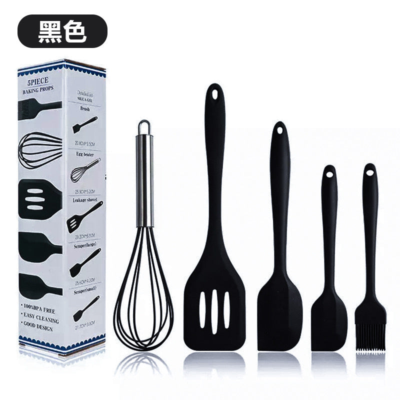 Spot wholesale high temperature resistant silicone baking 5-piece set scraper oil brush egg beater food grade baking tool set
