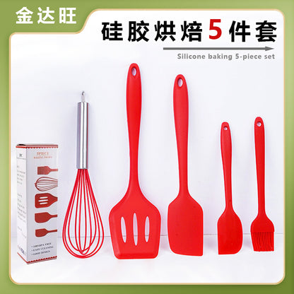 Spot wholesale high temperature resistant silicone baking 5-piece set scraper oil brush egg beater food grade baking tool set